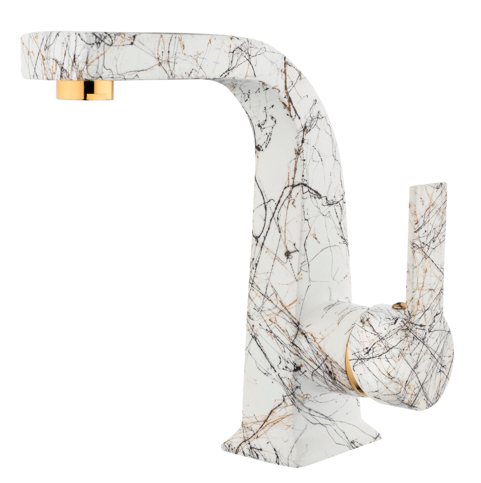 QUQA MİX LAVABO BATARYASI SİYAH MERMER DESENLİ